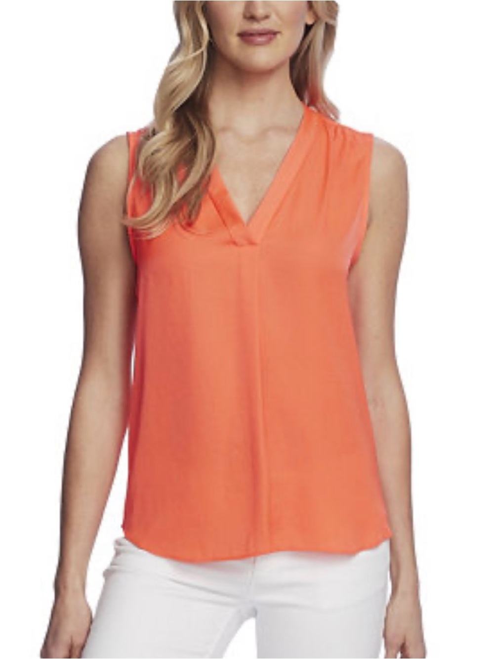 Vince Camuto Sleeveless V-Neck Camisole in Coral Orange